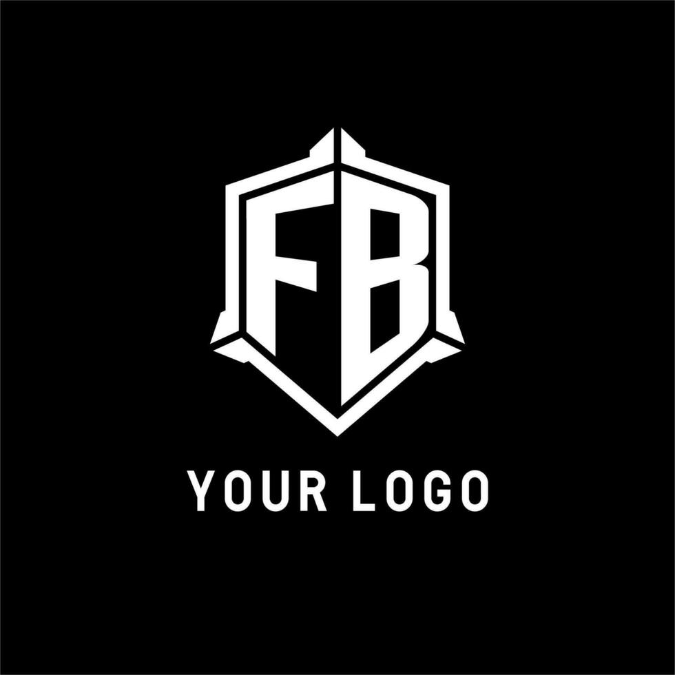 fb logo initiale avec bouclier forme conception style vecteur