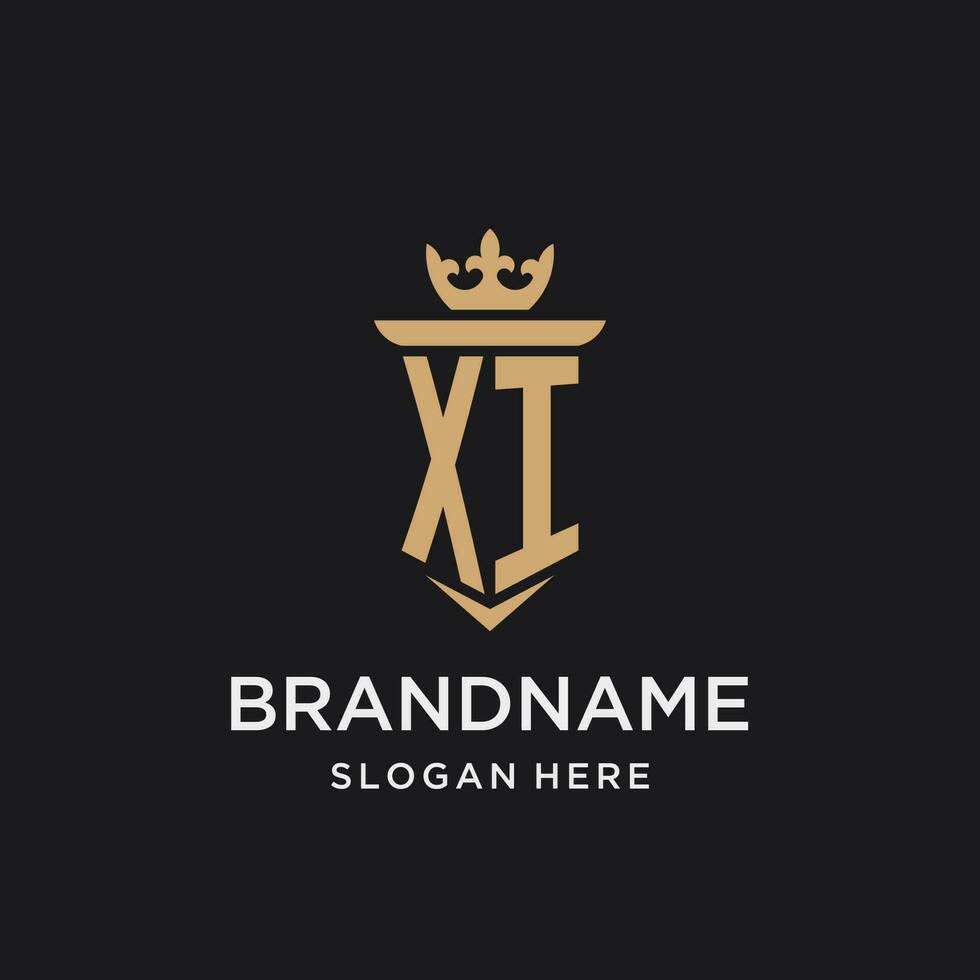 xi monogramme avec médiéval style, luxe et élégant initiale logo conception vecteur