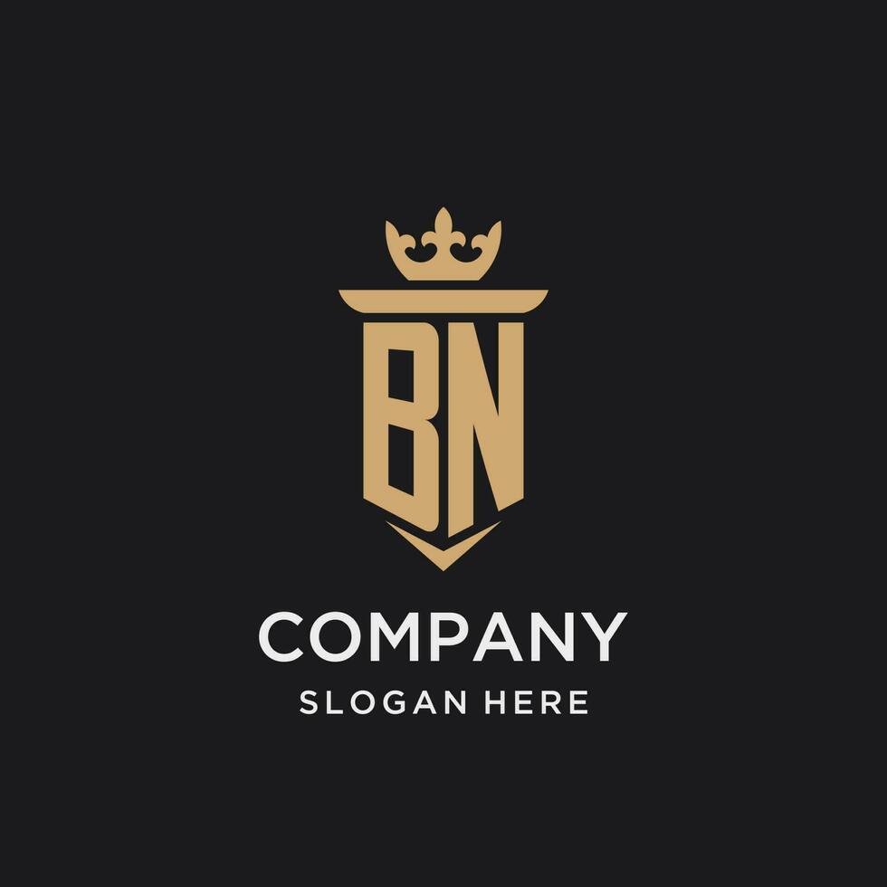 bn monogramme avec médiéval style, luxe et élégant initiale logo conception vecteur