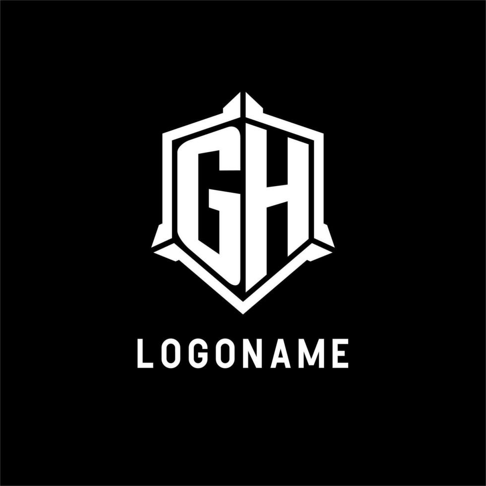 gh logo initiale avec bouclier forme conception style vecteur