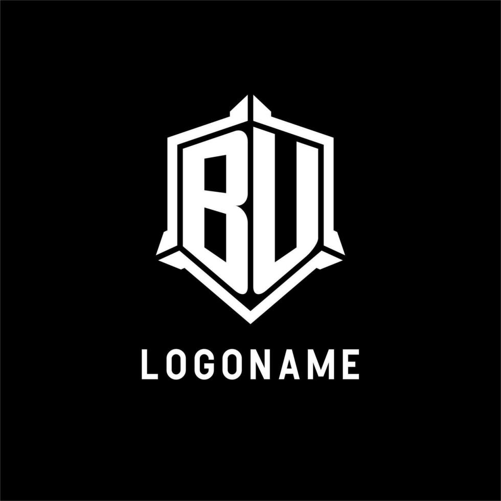 bu logo initiale avec bouclier forme conception style vecteur