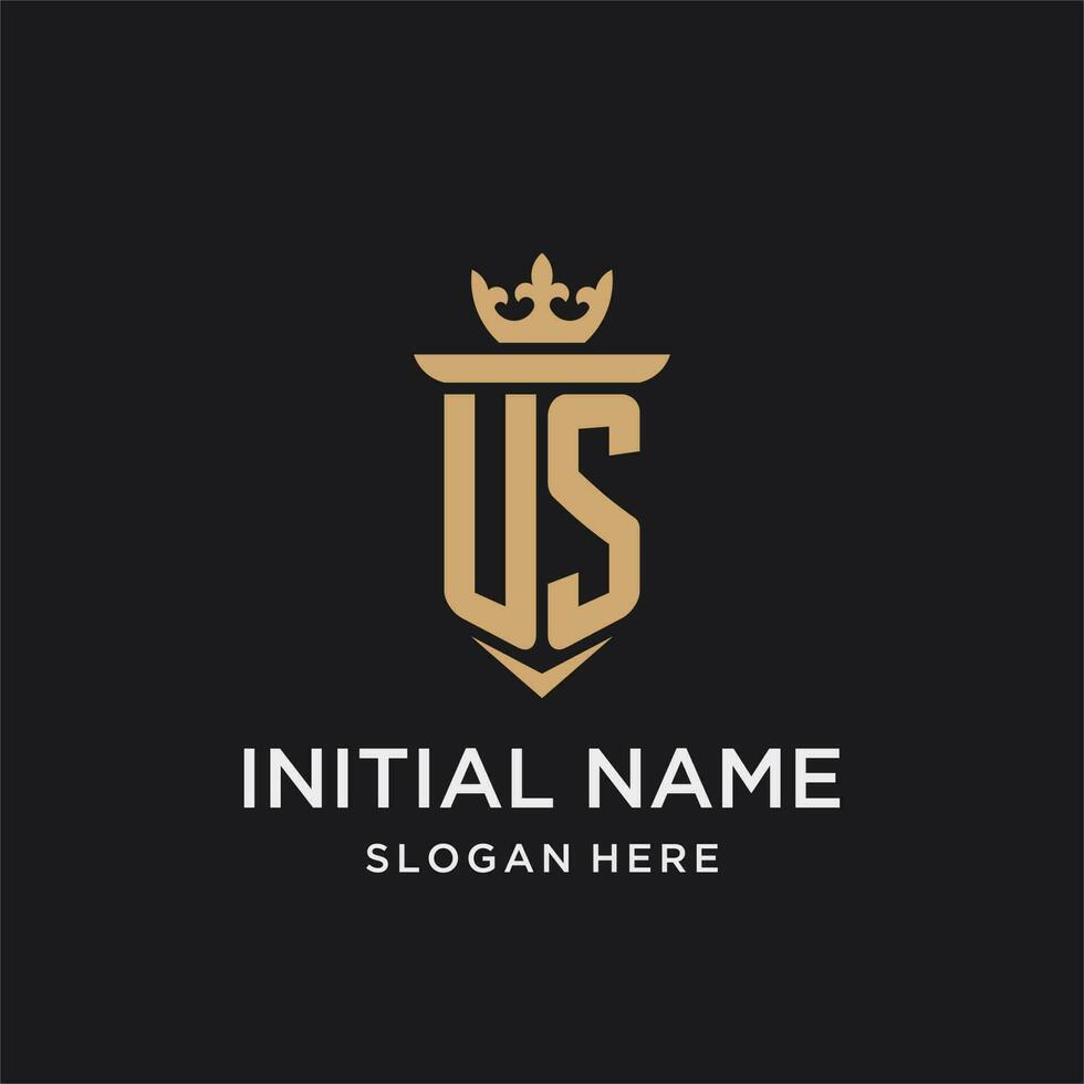 nous monogramme avec médiéval style, luxe et élégant initiale logo conception vecteur