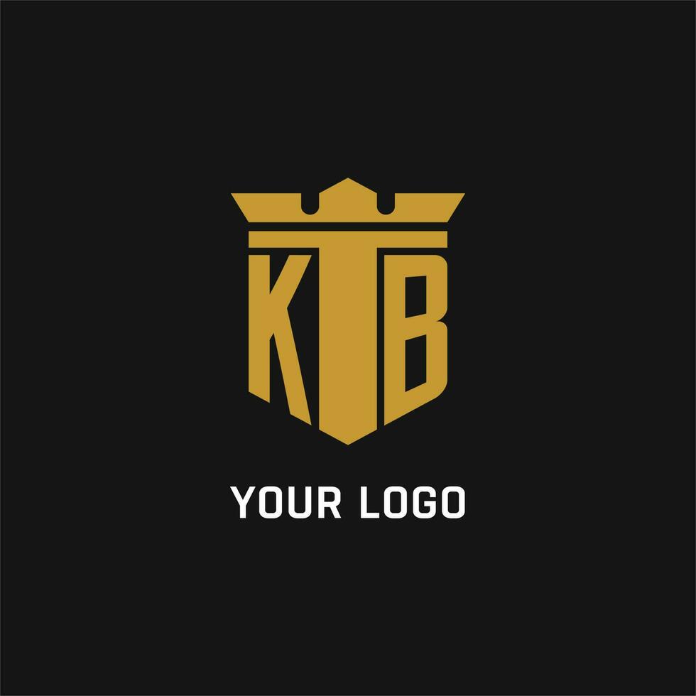 Ko initiale logo avec bouclier et couronne style vecteur