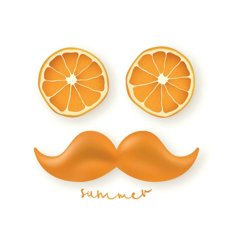 marrant visage dans le forme de homme, qui consiste de Orange tranches et Orange moustache vecteur