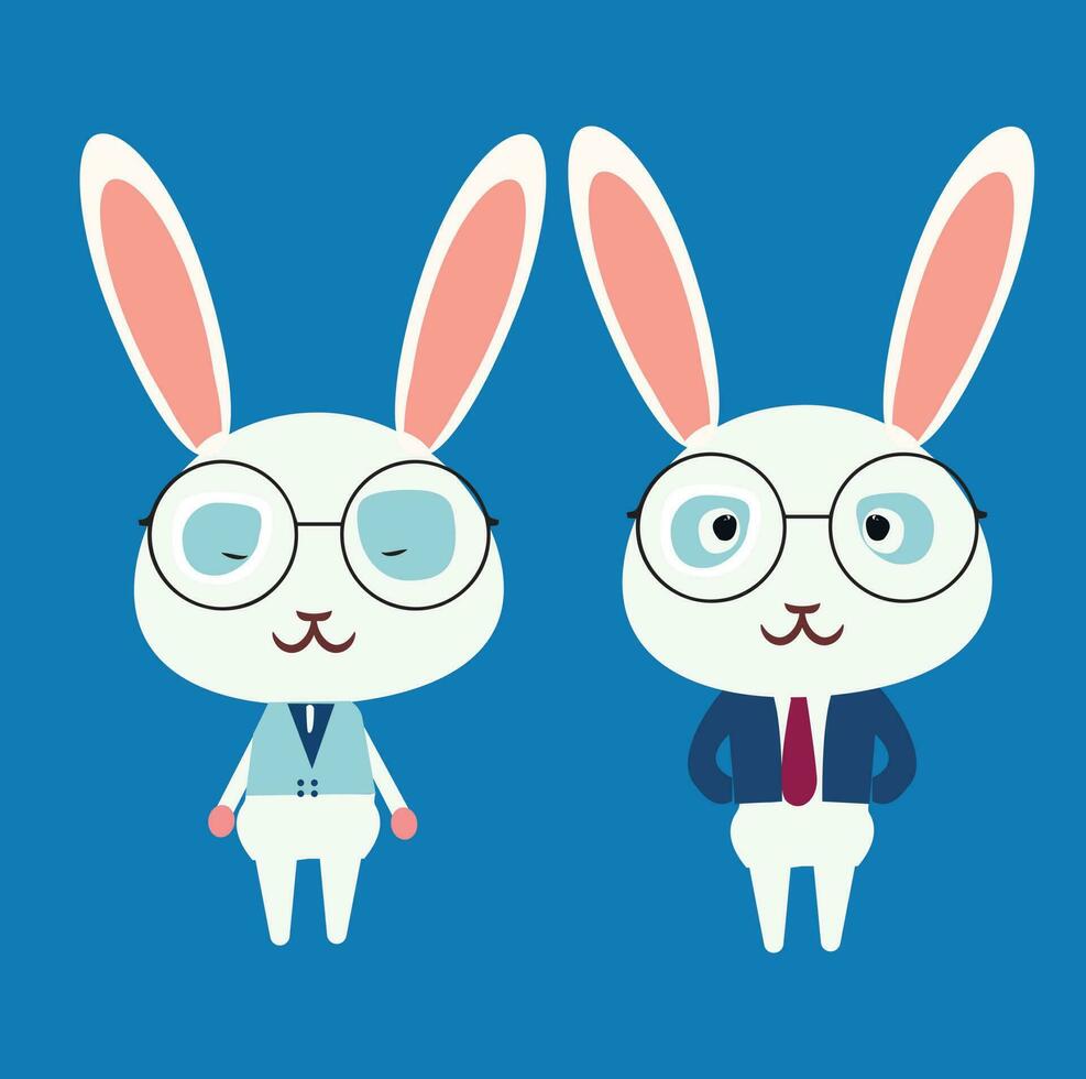 2 mignonne lapin vecteur illustration