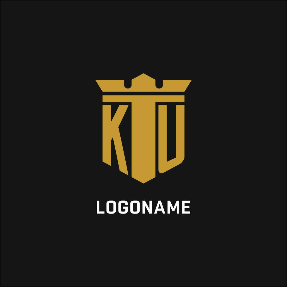 ku initiale logo avec bouclier et couronne style vecteur