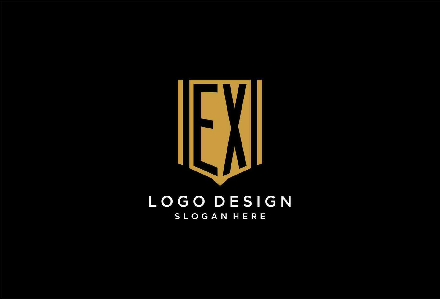 ex monogramme logo avec géométrique bouclier icône conception vecteur