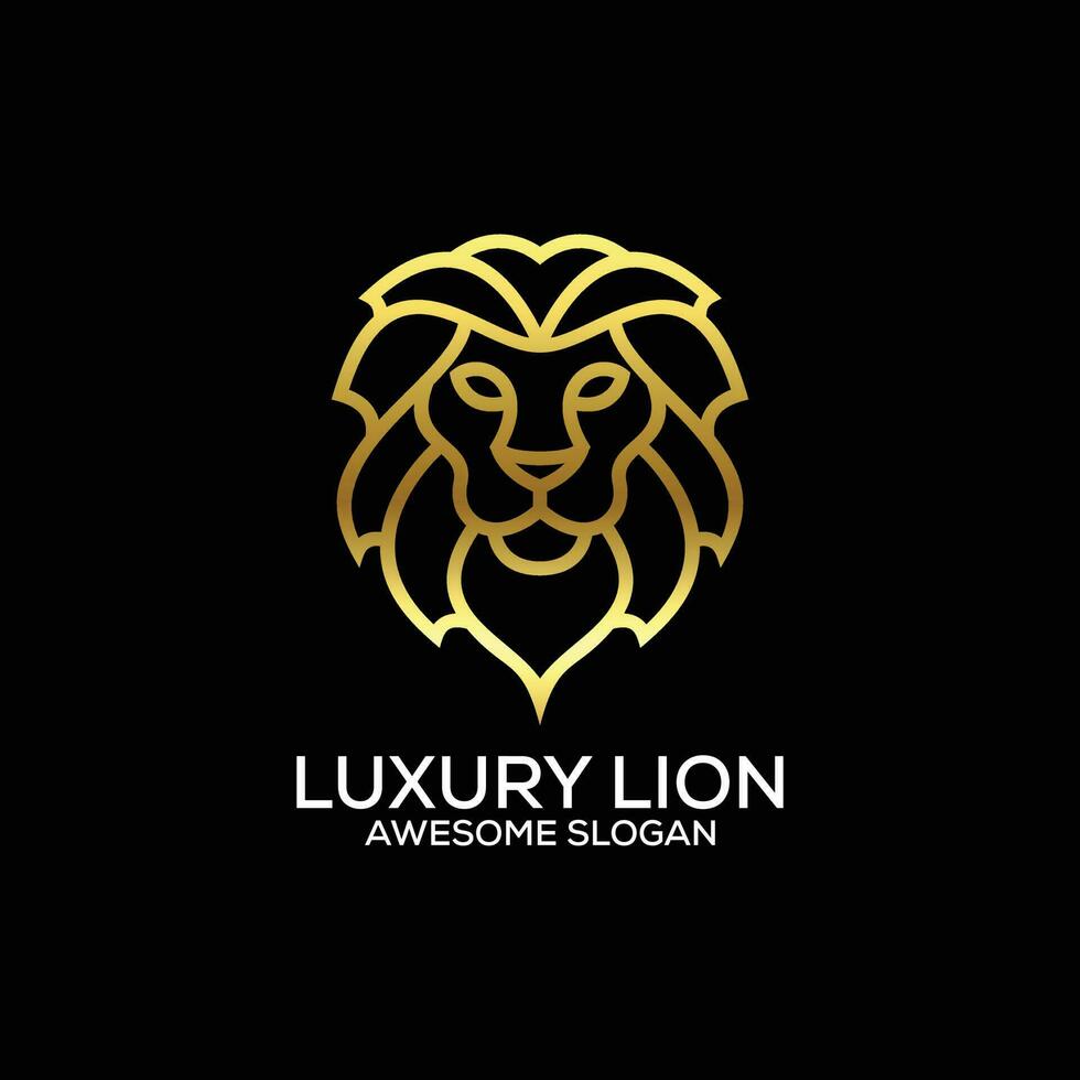 luxe Lion logo conception pente ligne art vecteur