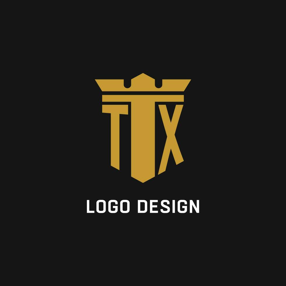 tx initiale logo avec bouclier et couronne style vecteur