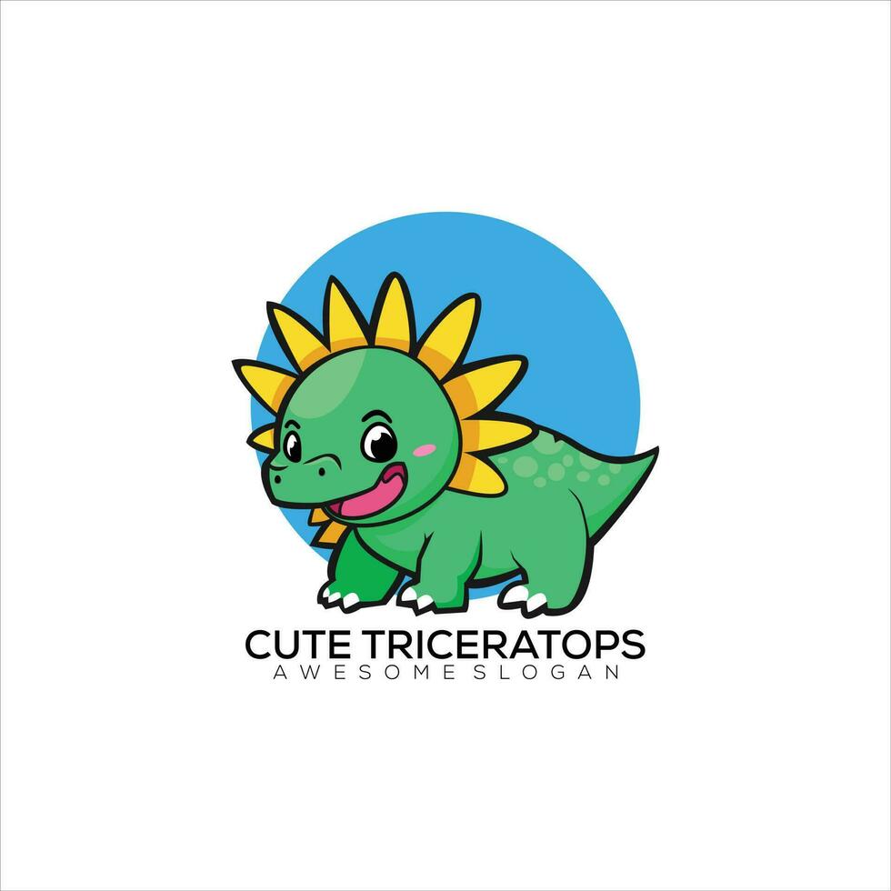 mignonne tricératops logo conception mascotte vecteur