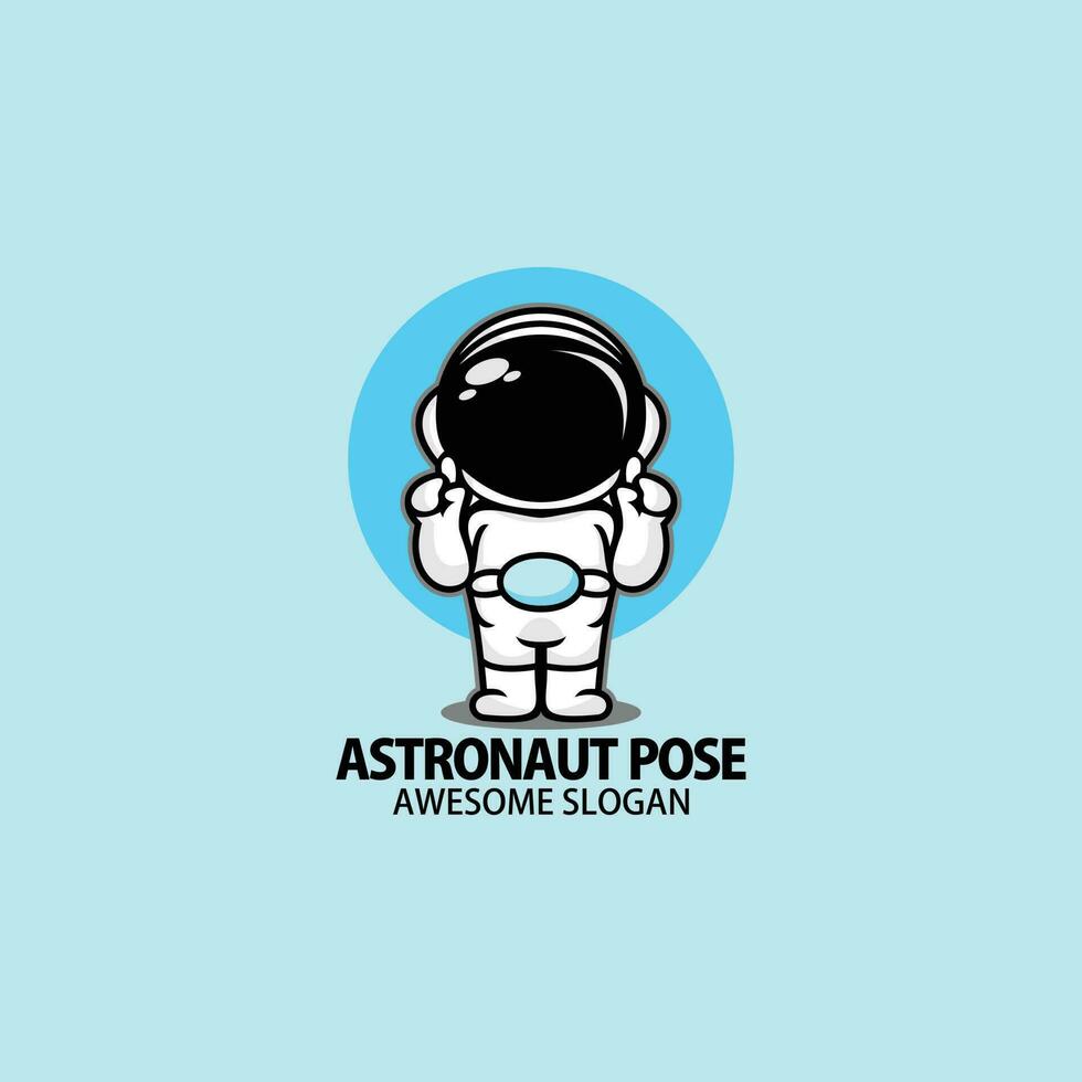 astronaute pose logo mignonne conception mascotte vecteur