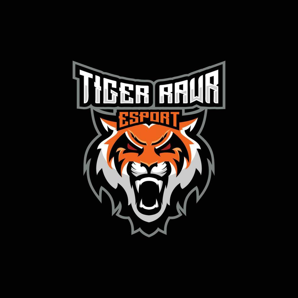 en colère tigre logo esport équipe conception mascotte jeu vecteur