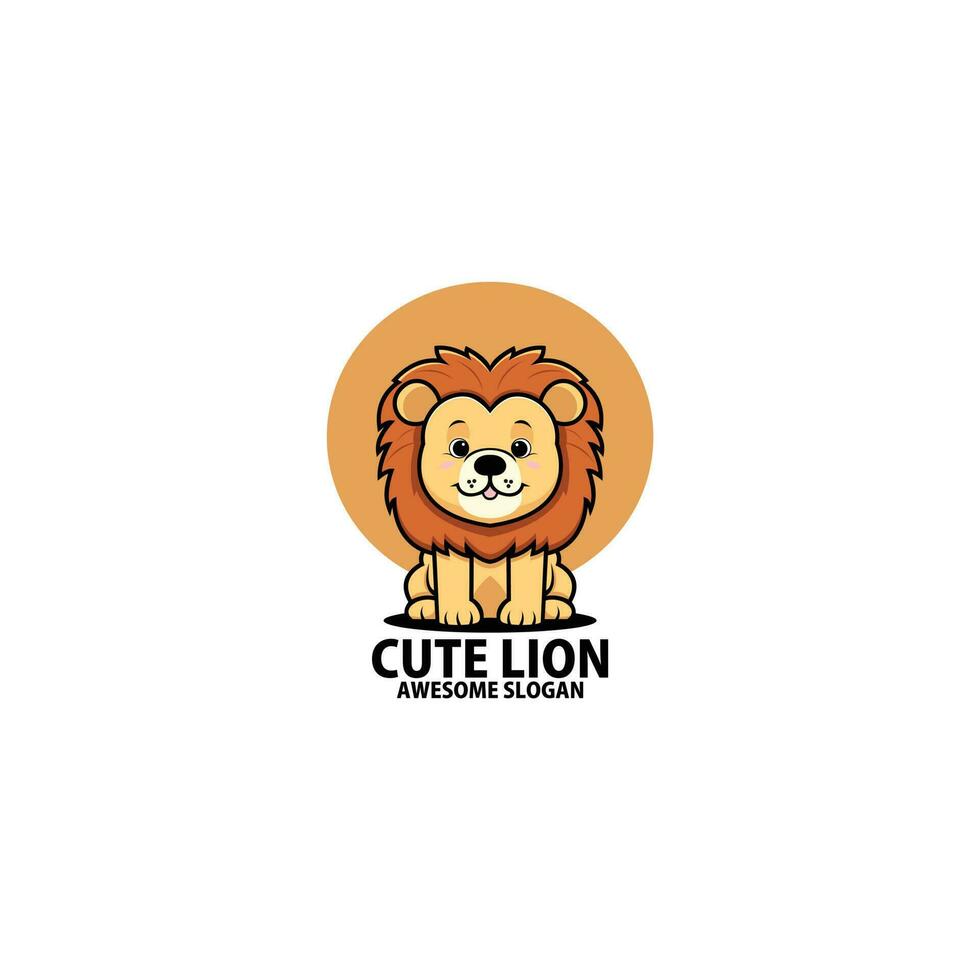 mignonne Lion logo conception mascotte vecteur