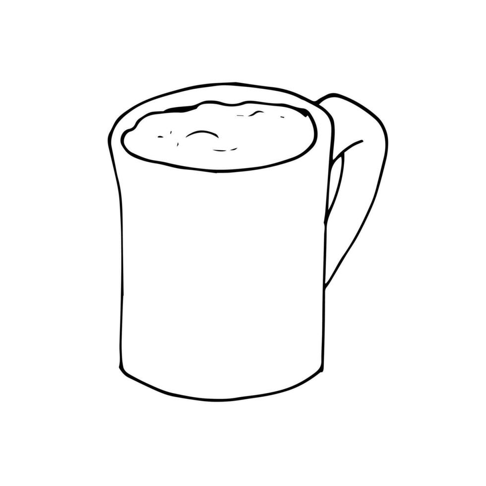 main tiré tasse de café. Matin tasse de thé, ou café, isolé sur blanc Contexte. vecteur