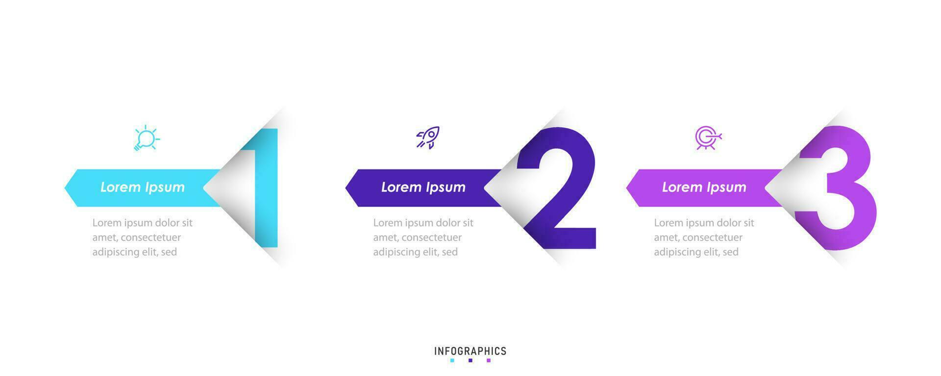 modèle de conception d'étiquettes infographiques vectorielles avec icônes et 3 options ou étapes. peut être utilisé pour le diagramme de processus, les présentations, la mise en page du flux de travail, la bannière, l'organigramme, le graphique d'informations. vecteur