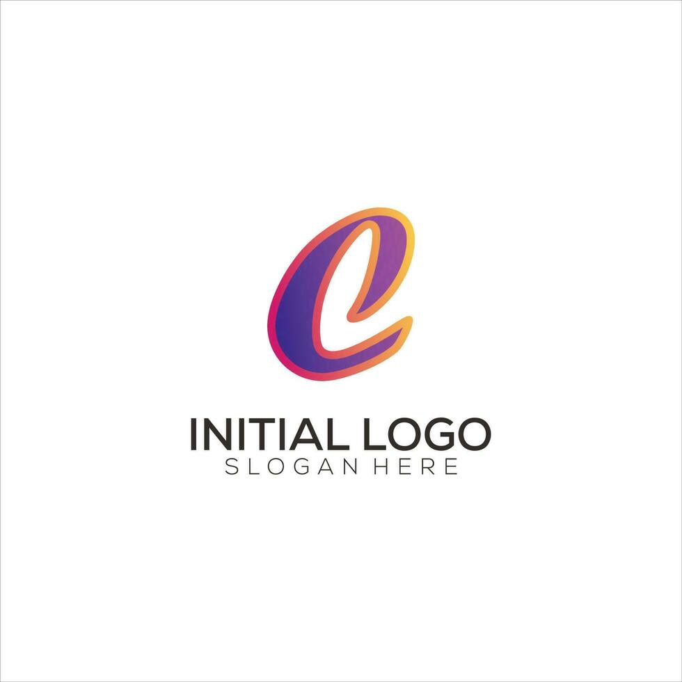 c initiale logo pente coloré conception icône vecteur