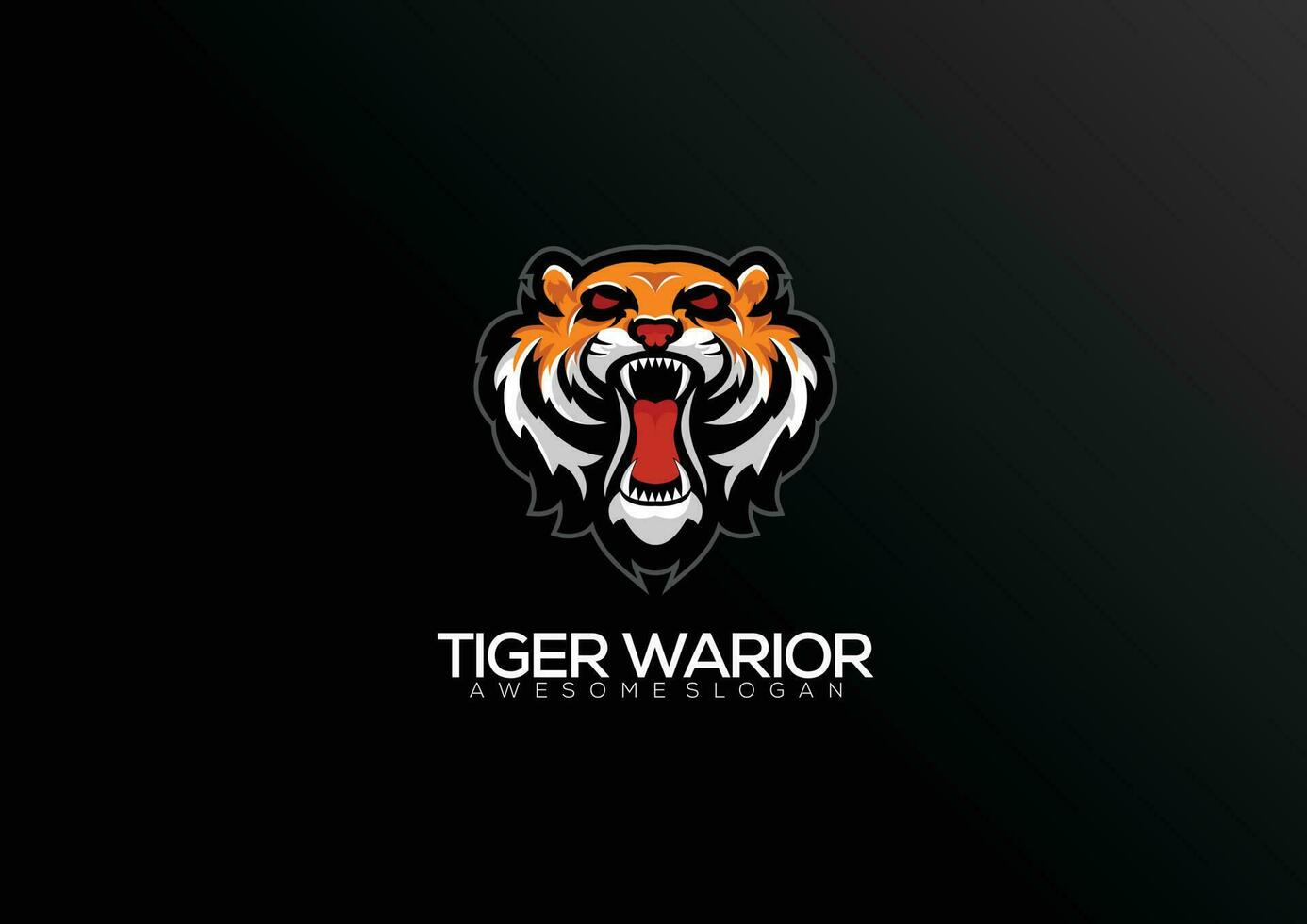tigre guerrier logo esport conception mascotte vecteur