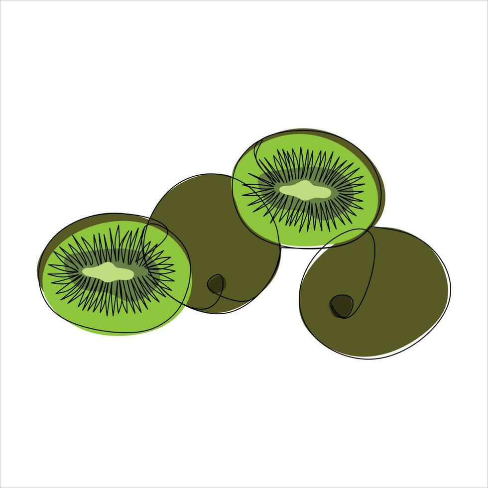 vecteur kiwi fruit dessin de un continu doubler. Couleur illustration de kiwi fruit dans le style de un ligne art