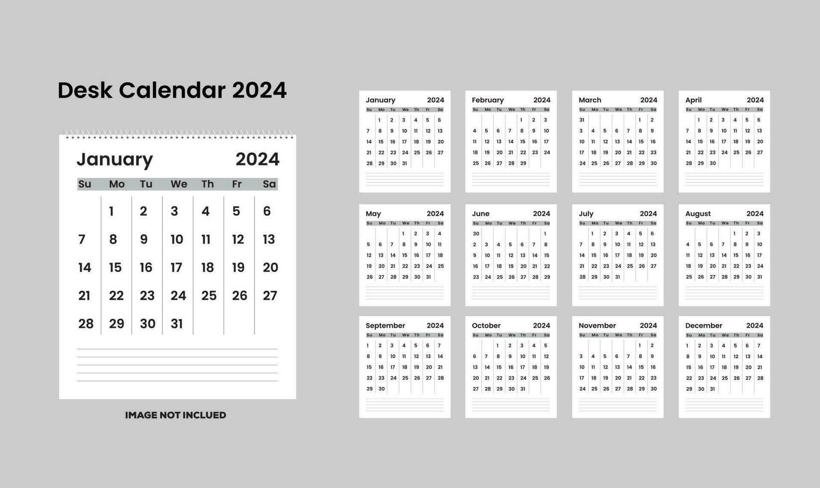 bureau calendrier 2024 vecteur