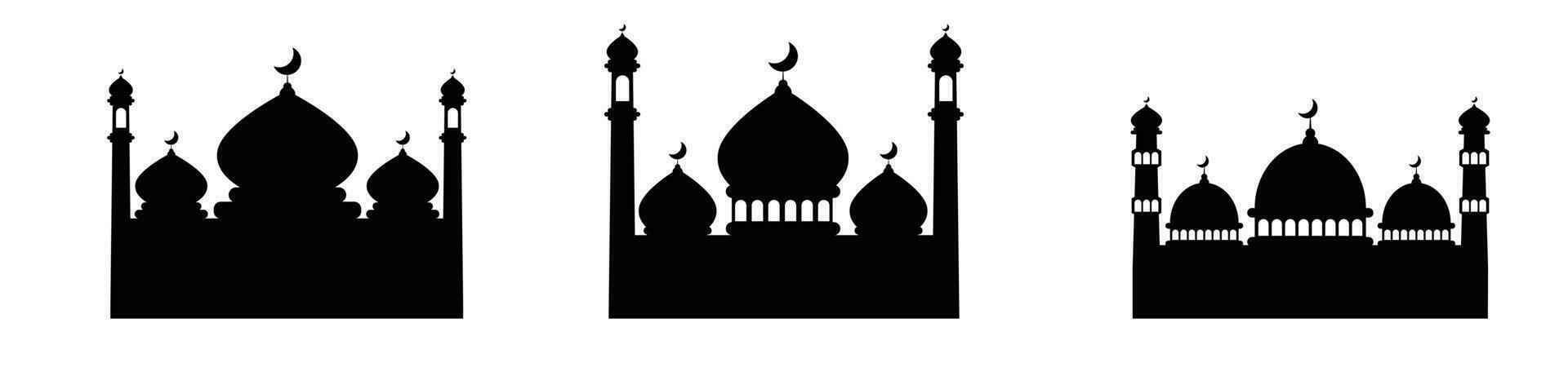 mosquée noir silhouette islamique bâtiment prière vecteur