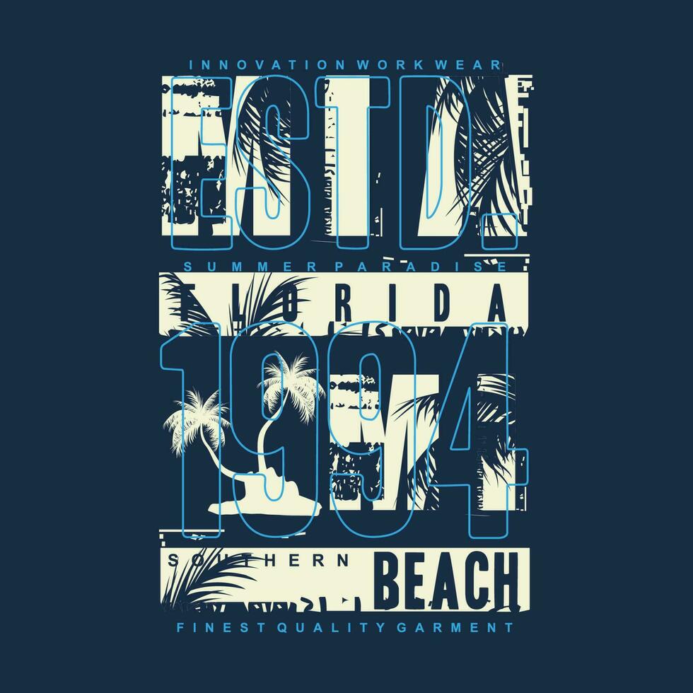 Miami Floride tropical coucher de soleil, le surf cavalier, longue plage, vecteur t chemise imprimer, typographie graphique conception, et autre utilisation