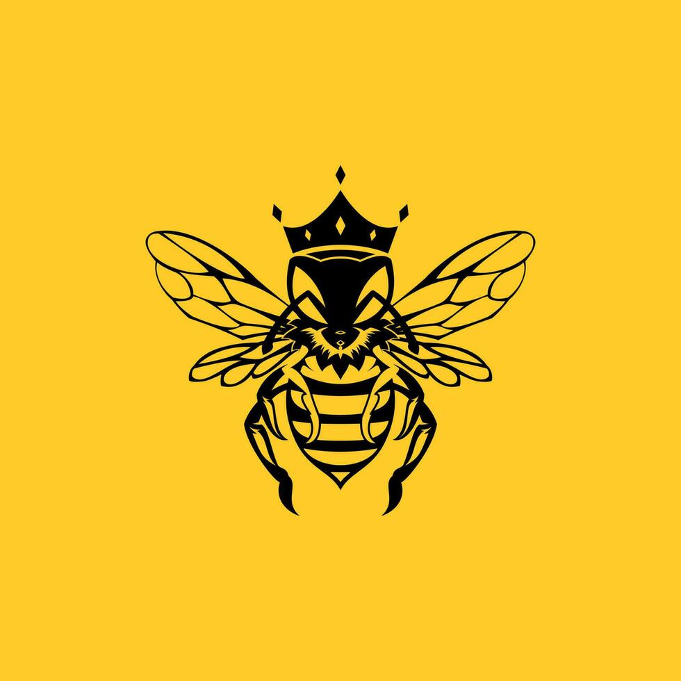 abeille portant Roi couronne, abeille Roi logo conception sur isolé Contexte vecteur