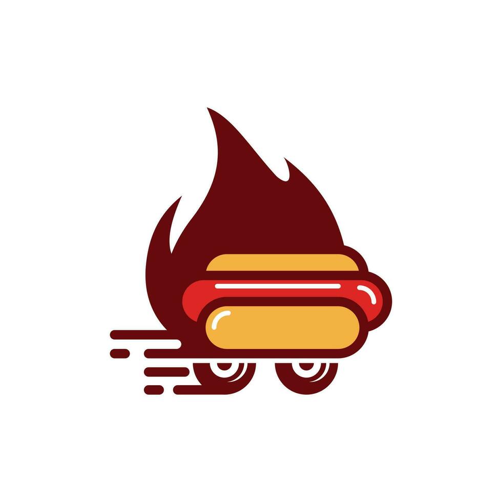Hot-dog un camion dans marron et Jaune Couleur combinaison, Créatif logo chaud chien nourriture camion. vecteur