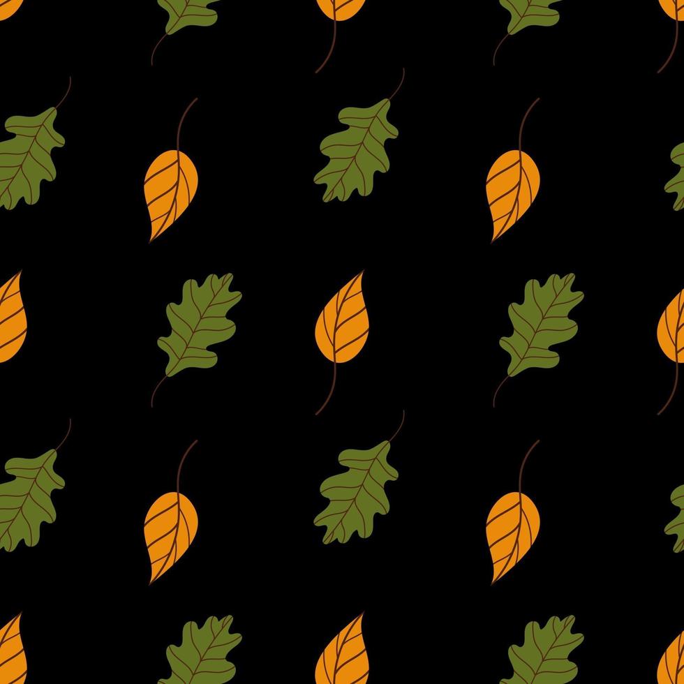 modèle sans couture de feuilles d & # 39; érable jaune.beau modèle d & # 39; automne avec des feuilles tombées sur un fond noir fond d & # 39; automne coloré illustration vectorielle dans un style plat pour papier d & # 39; emballage, impression textile vecteur