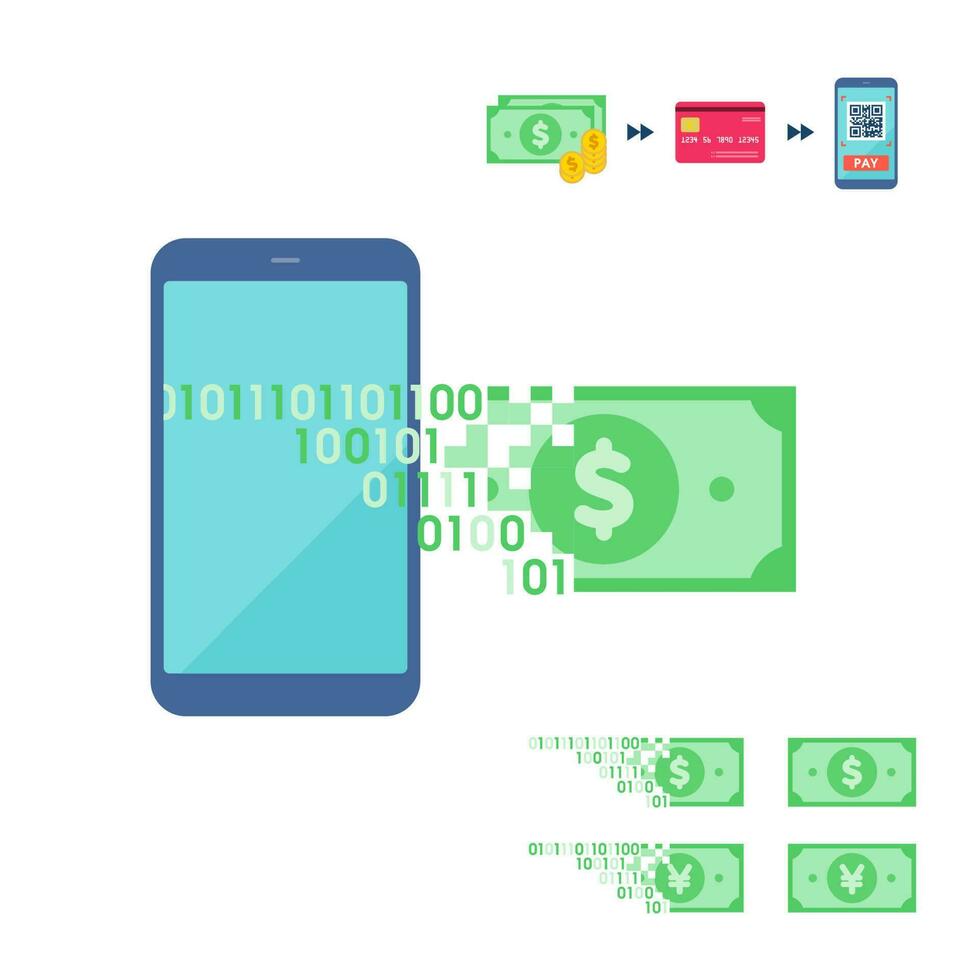 sans argent plat convertir dans monnaie électronique vecteur