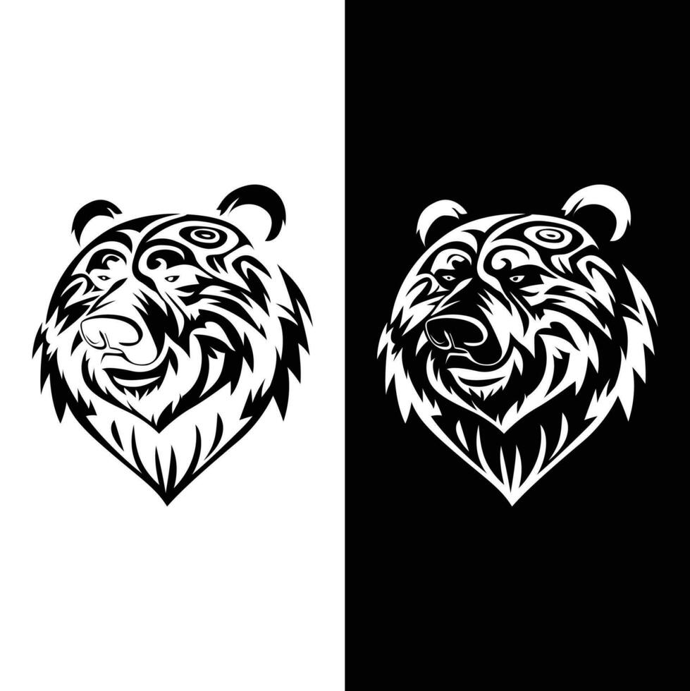 ours tête tribal tatouage noir et blanc vecteur illustration.