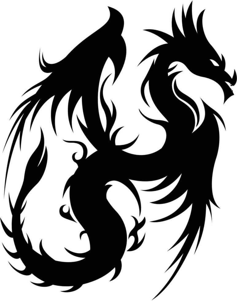 tribal dragon tatouage cette symbolise tous les deux sagesse et puissant vecteur illustration.