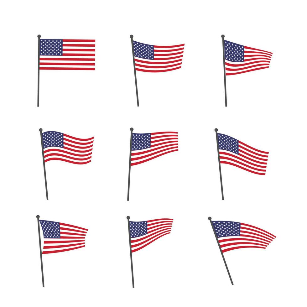 vecteur collection de ondulé américain drapeaux