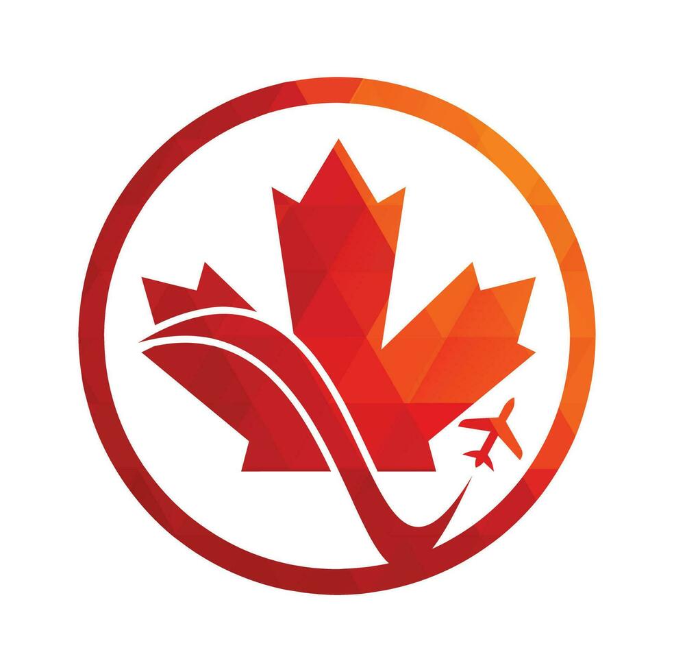 création de logo vectoriel de voyage canada. concept de conception de logo vectoriel de l'aviation canadienne.