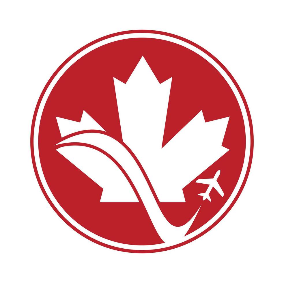 création de logo vectoriel de voyage canada. concept de conception de logo vectoriel de l'aviation canadienne.