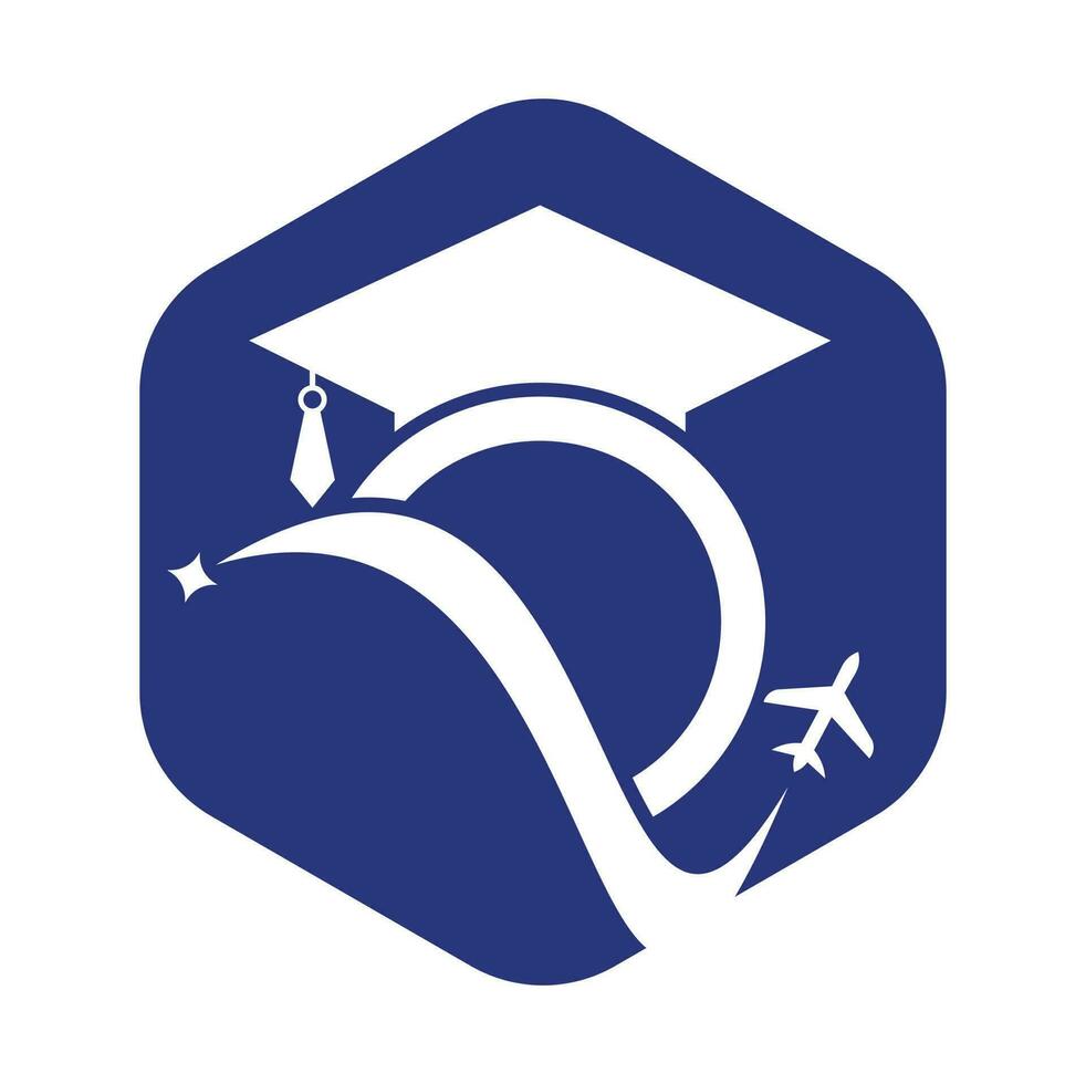 étude Voyage logo conception modèle. éducation chapeau et air avion logo conception logo.. vecteur