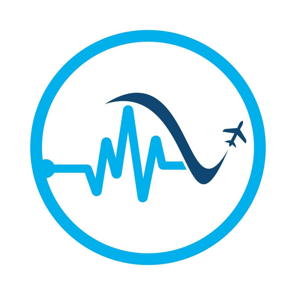 impulsion Voyage logo modèle conception vecteur. cœur battre et avion vecteur logo conception icône.