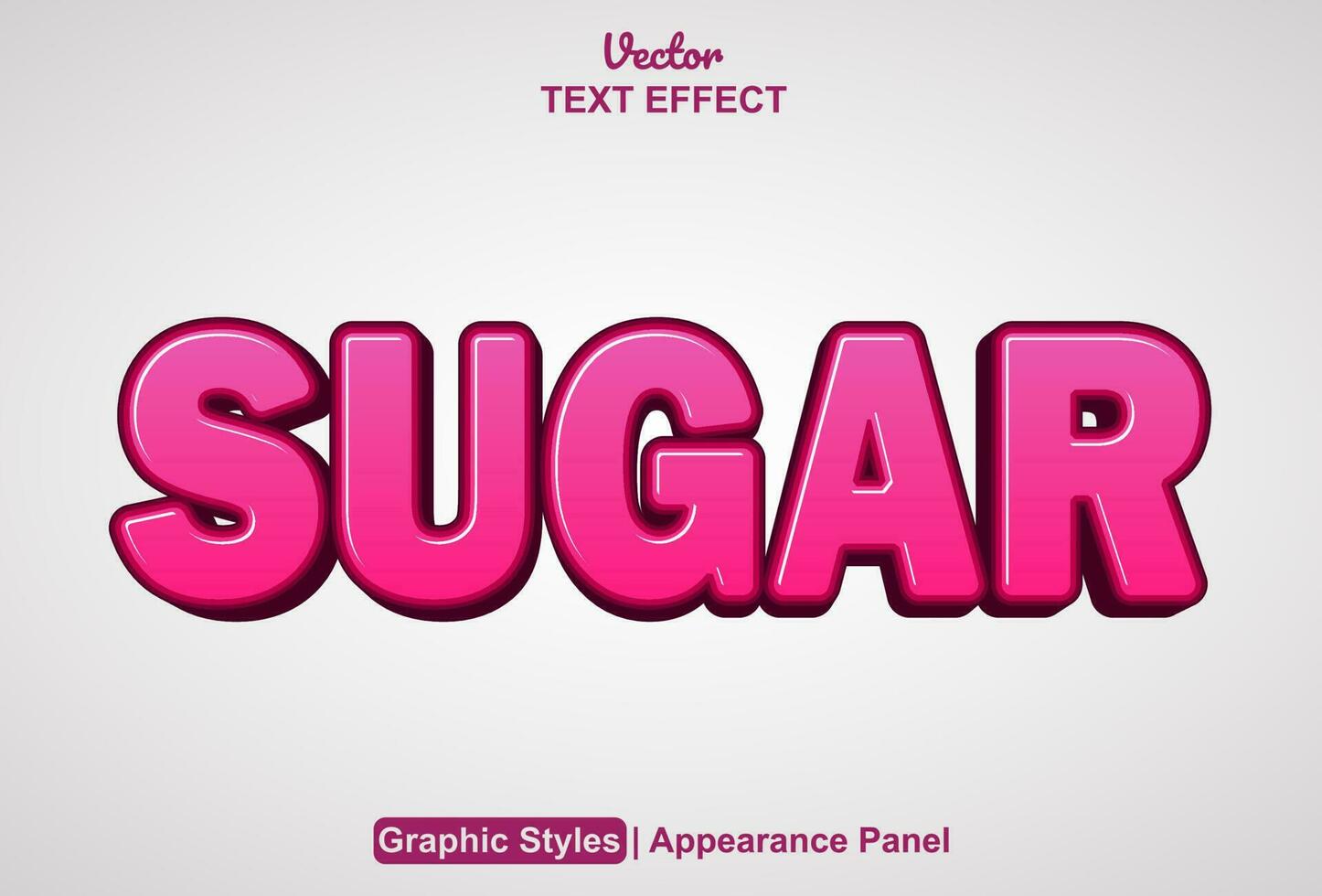 sucre texte effet avec rose graphique style et modifiable. vecteur
