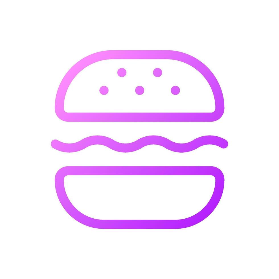 Burger pixel parfait pente linéaire ui icône. substantiel repas. vite nourriture déjeuner. savoureux sandwich. ligne Couleur utilisateur interface symbole. moderne style pictogramme. vecteur isolé contour illustration