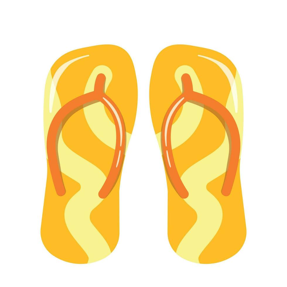 Jaune retourner fiasco chaussons icône clipart pour plage été griffonnage vecteur illustration