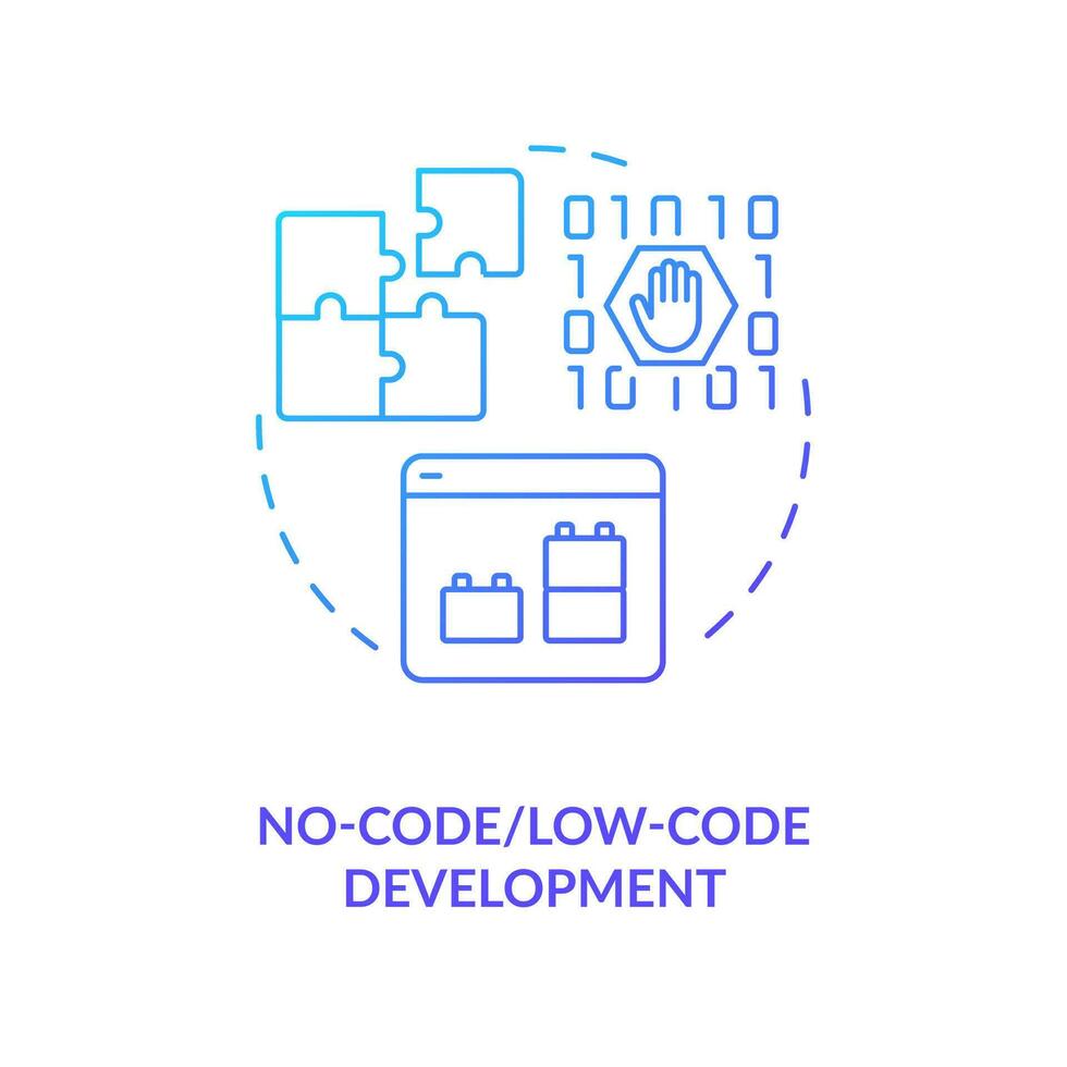 non code développement bleu pente concept icône. app logiciel. la toile application La technologie tendance abstrait idée mince ligne illustration. isolé contour dessin vecteur