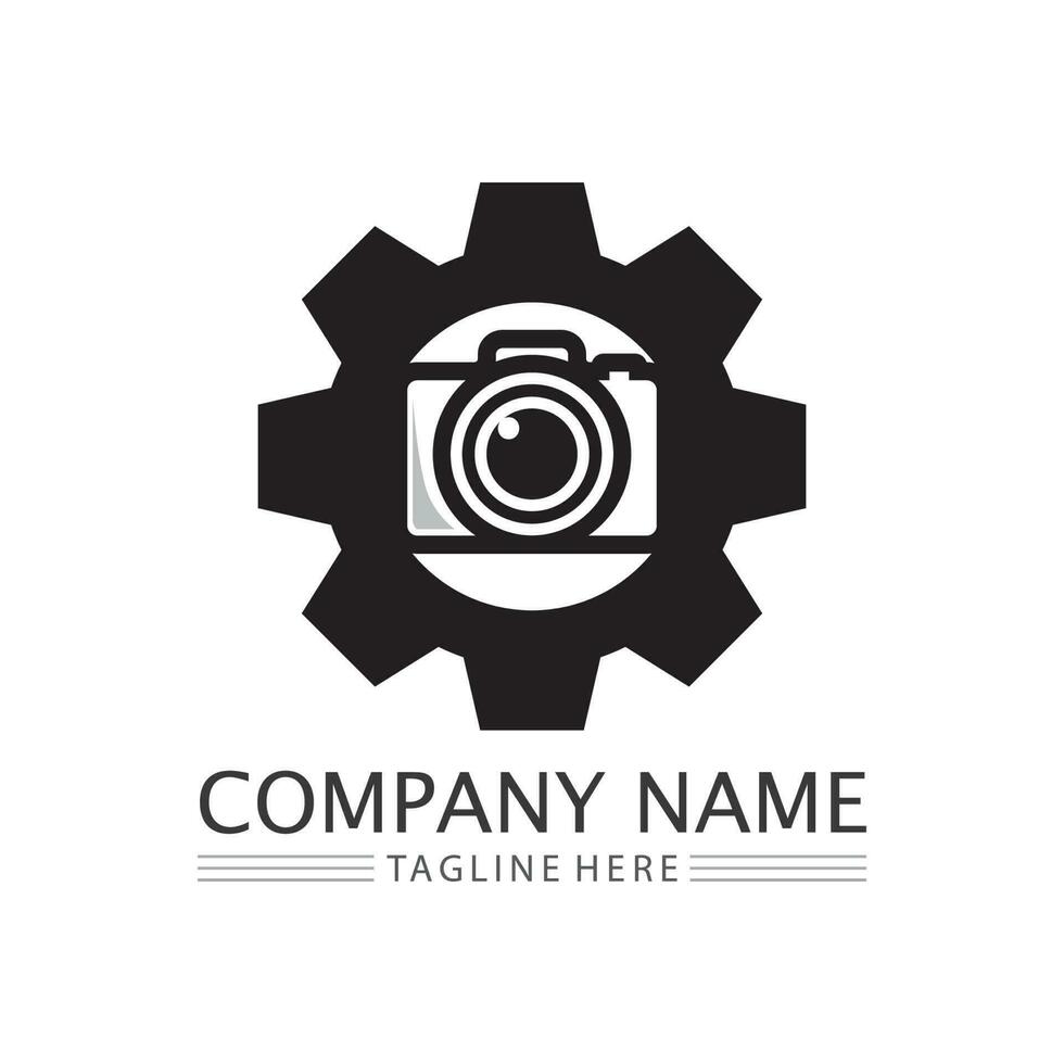 photographie appareil photo logo vecteur icône modèle de conception isolé sur fond noir