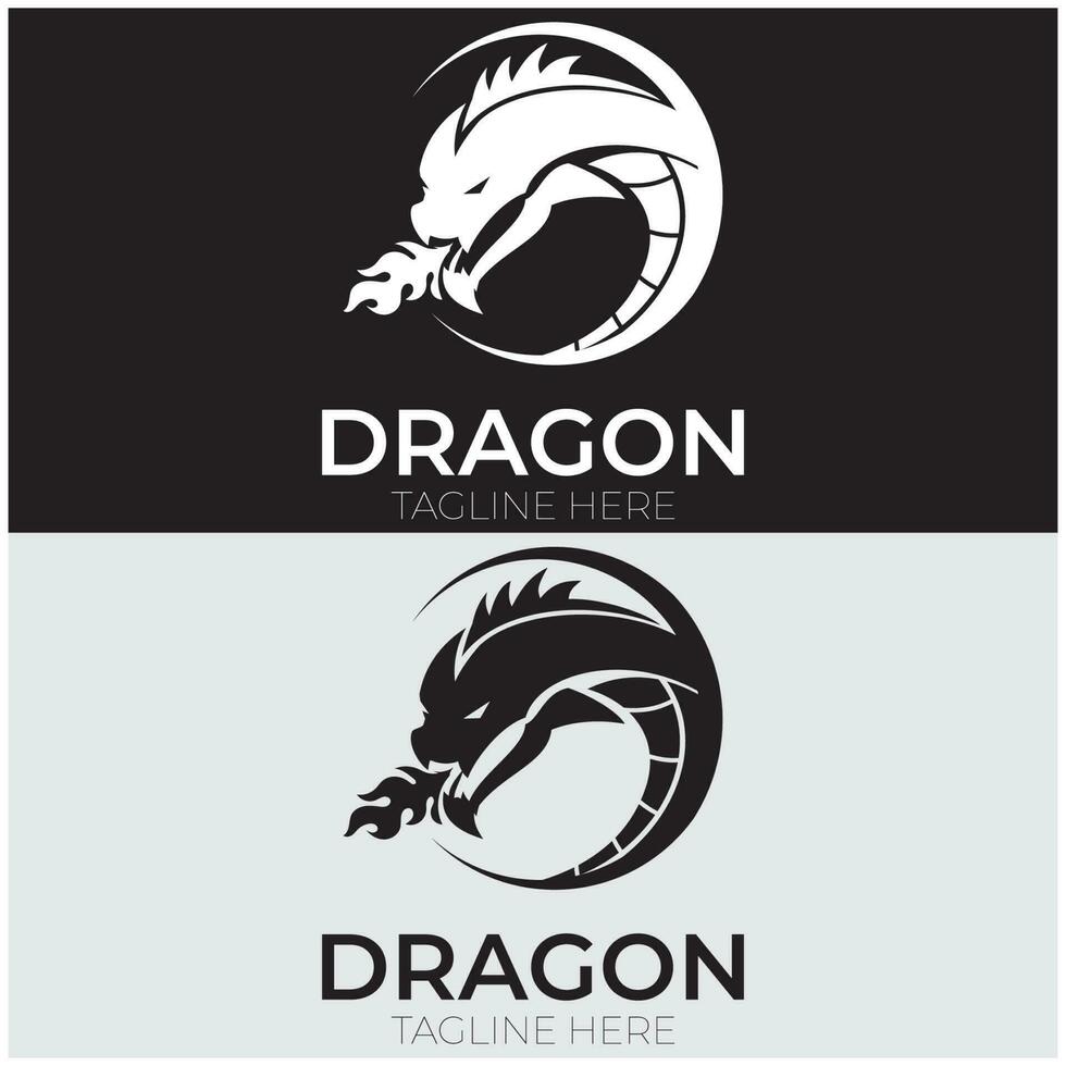 dragon logo art bien moderne vecteur