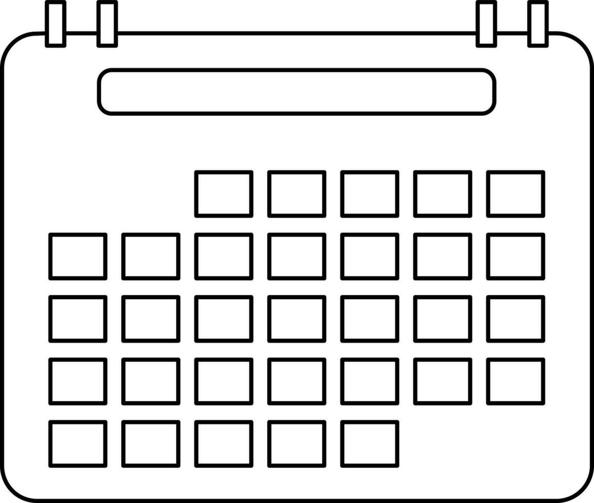 calendrier icône ou symbole dans noir ligne art. vecteur