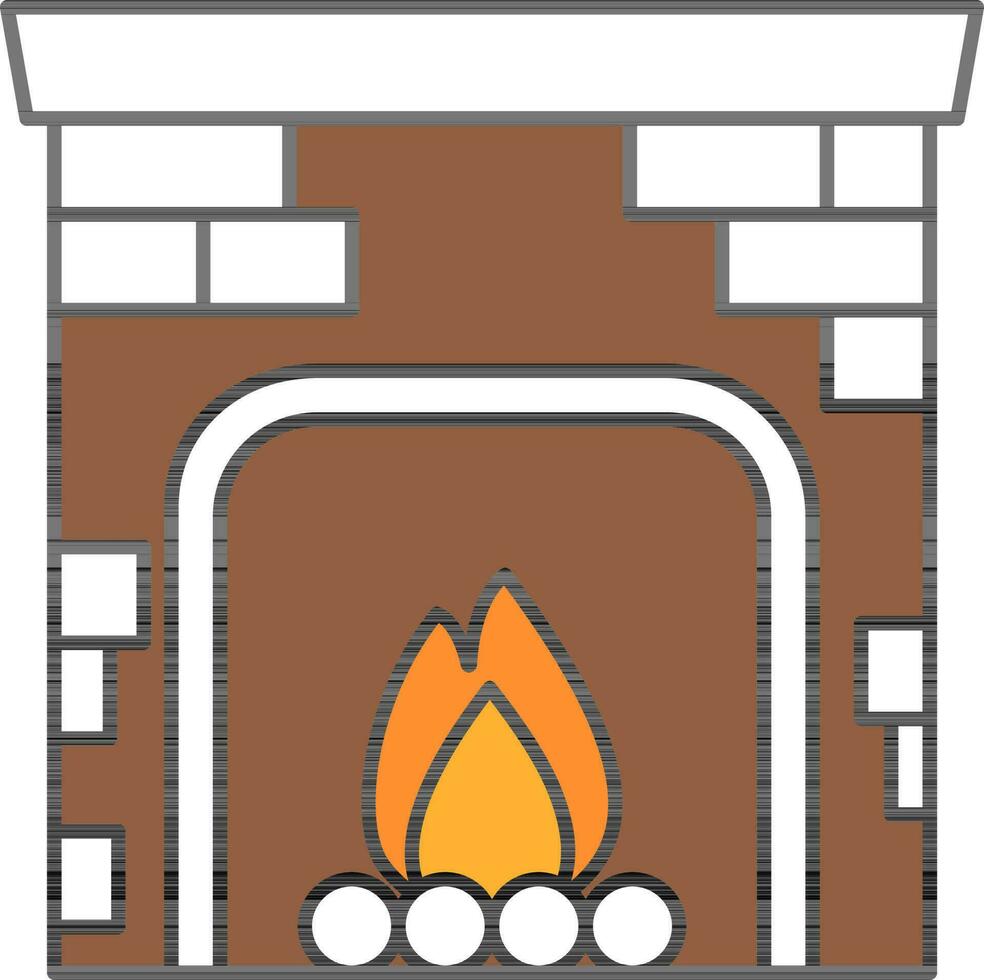 brûlant cheminée icône dans marron et blanc couleur. vecteur