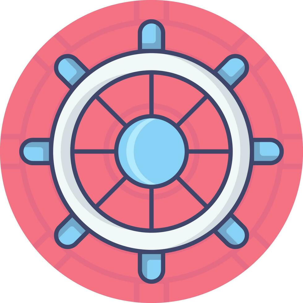 navire pilotage roue icône sur rose Contexte. vecteur