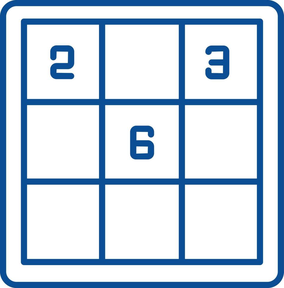 sudoku icône dans bleu contour. vecteur