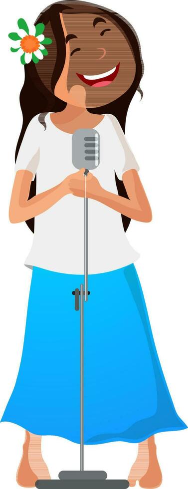 illustration de une fille avec microphone. vecteur