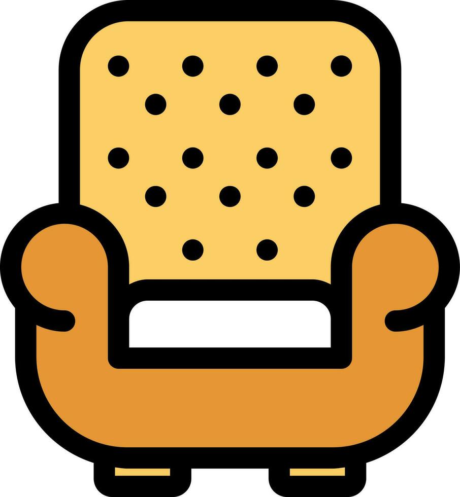 Jaune et lumière marron canapé chaise icône dans plat style. vecteur