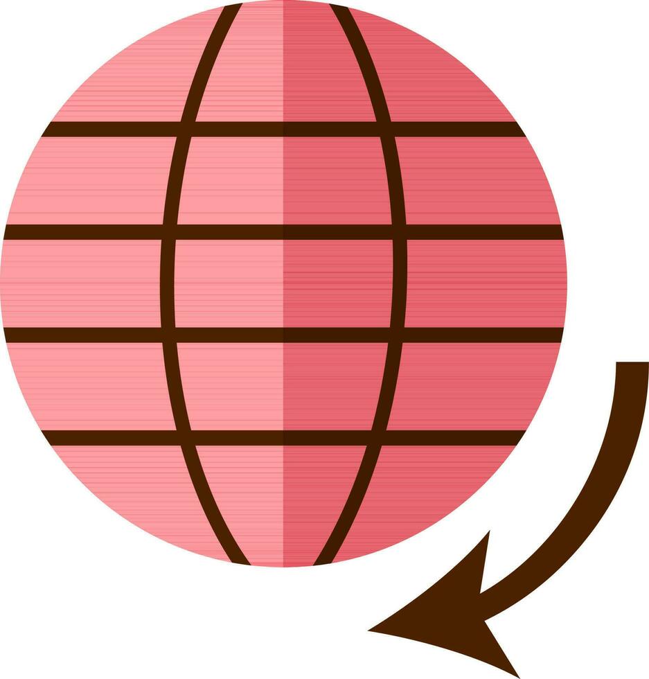 La Flèche autour Terre globe dans rose et marron couleur. vecteur