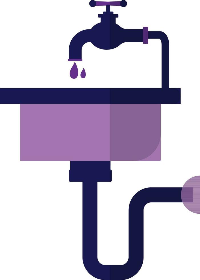 violet évier avec l'eau languette. vecteur